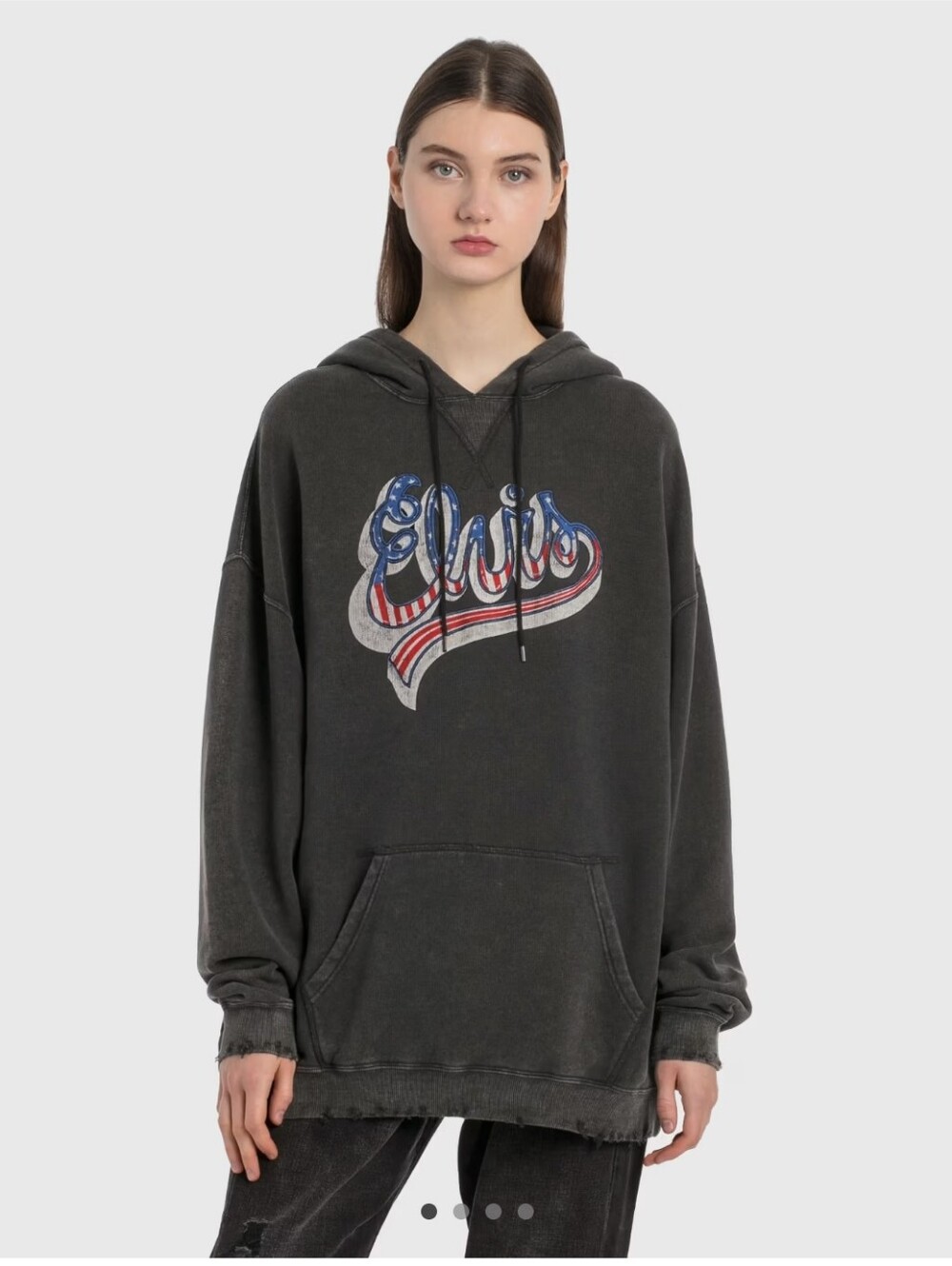 R13 Elvis Flag Graphic Pullover Hoodie with Americana Logo